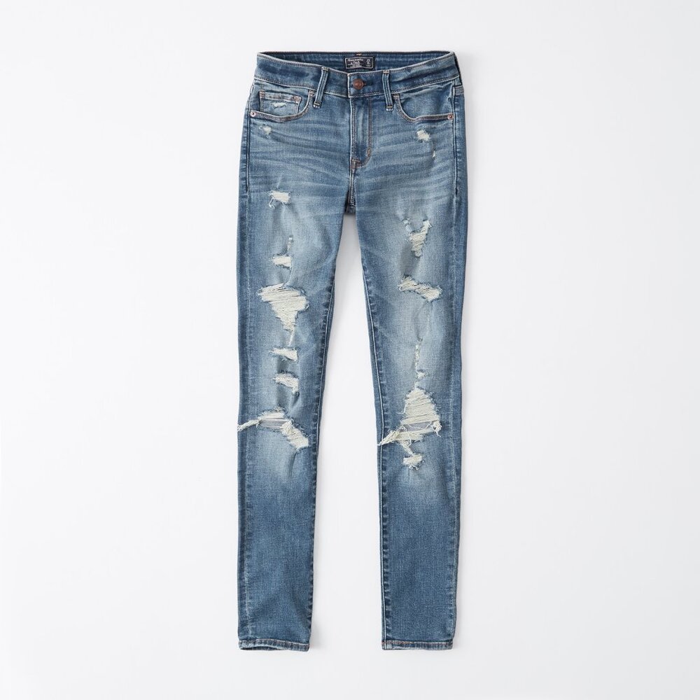 Abercrombie Women's Ripped High Rise Super Skinny Jeans